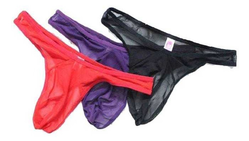 3 Piezas De Tanga Para Hombre Tela Semi Trasparente Unitalla