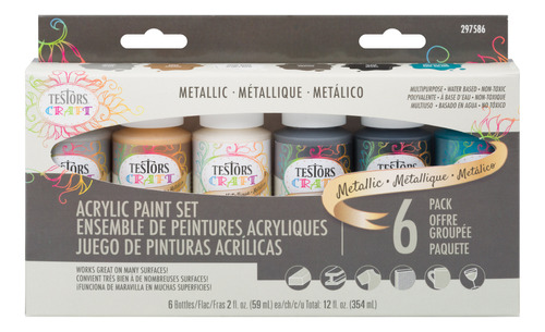 Set De 6 Acrílicos Metálicos 354 Ml Craft & Hobby