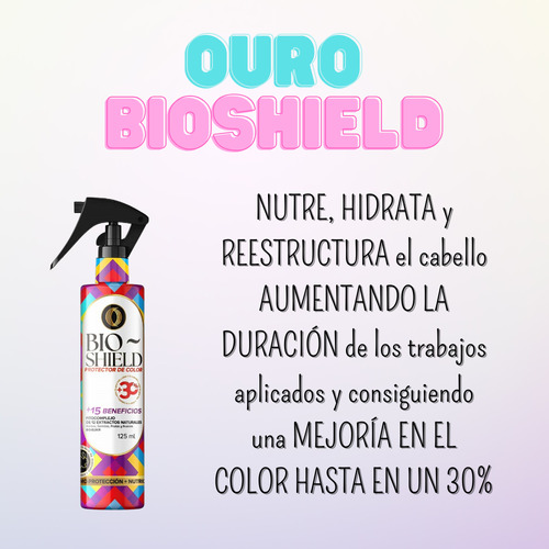 Ouro Tratamiento Protector De Color Bioshield Brillo 125ml | Cuidado Capilar | Protección y Brillo | Para Cabello Teñido y Dañado