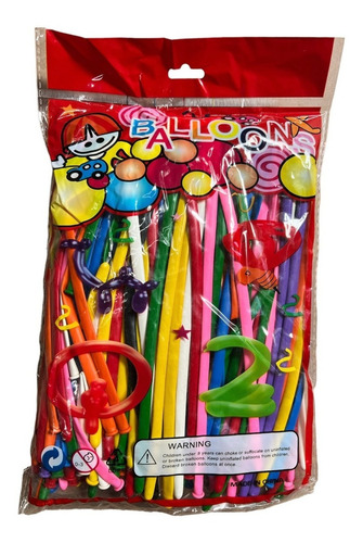2 Bolsa Globos Salchicha 200 Pza Color Fiesta Boda Batucada