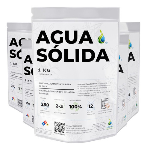 Agua Sólida - Hidrogel Hecho En México Lluvia Riego - 5 Kg