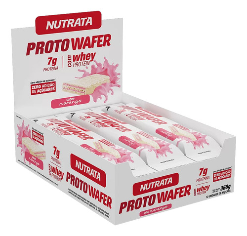 Proto Wafer Protobar Havanna Caixa 12 Unidades - Nutrata Sabor Morango