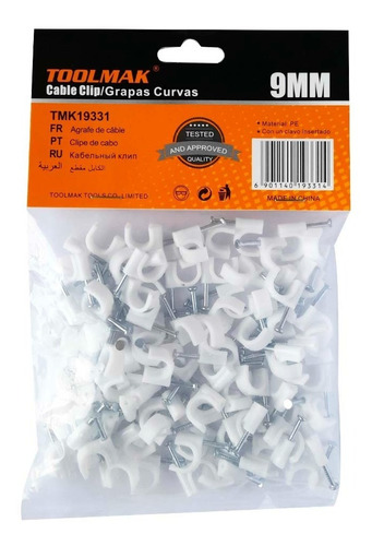 Grapa / Grampa Rg6 9mm Bolsa 100 Unidades Color Blanco