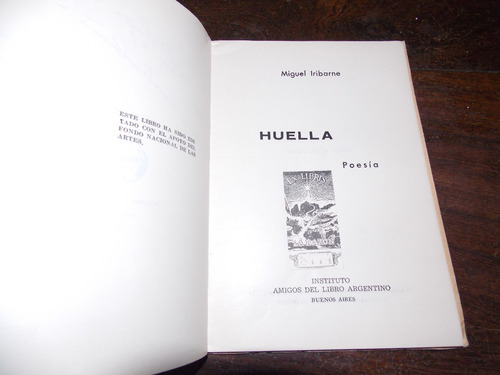 Miguel Iribarne Poemas Huella Firmado Dedicado 1966