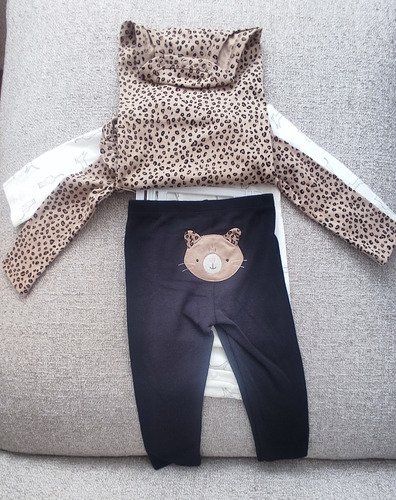 Carters Set 3 Piezas Pañalero Beba 12 Meses, Animal Print