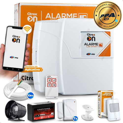 Kit Alarme S/ Fio App Wifi Residencial C/ 8 Sensores Bateria