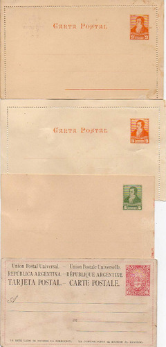 Argentina 1879/92. Pequeño Lote De Enteros Postales Sin Circular, 2 Tarjetas, 1 Carta Postal Y 4 Carátulas