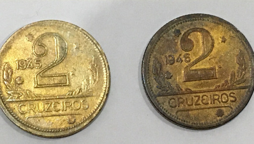 2 Moedas 2 Cruzeiros 1945 1946 Bronze Mbc