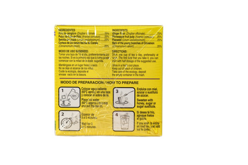Imagen 3 de 5 de Té Chupa Panza (jengibre, Piña Y Linaza) 30 Sobres De 3g C/u Gn+vida