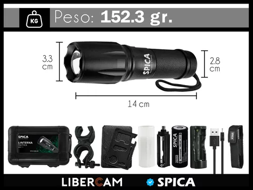 Linterna Tactica Led Militar Spica X40 Bateria Recargable Color de