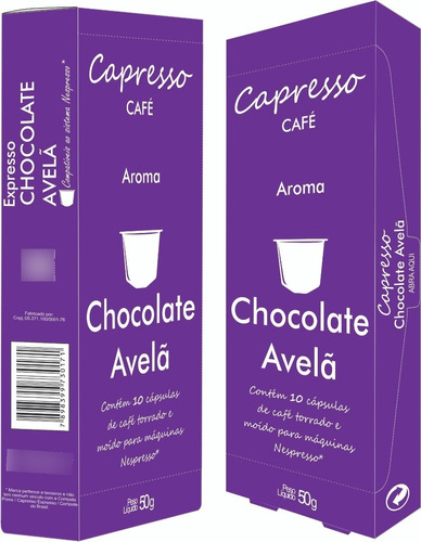 Cápsula Café Nespresso Capresso Chocolate Avelã 10 Unidades