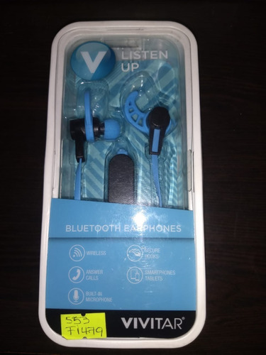 Audifonos Vivatar Bluetooth Earphones Vm12703 Azul Con Negro