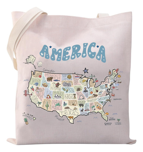 Bolsa De Compras Love Usa Grocery United States Illustrated 