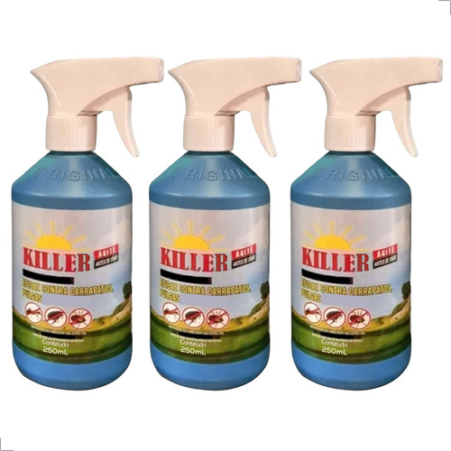 Remedio Para Mata Carrapato Na Parede Azul Pet 250ml Kit 03
