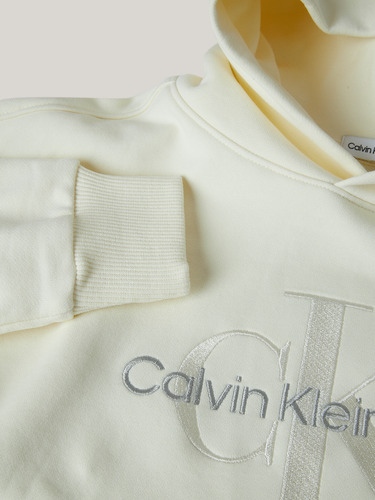 Polerón Con Gorro Niña Monogram Beige Calvin Klein