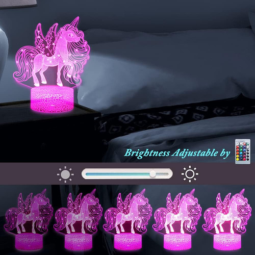 Luz Nocturna De Unicornio 3d, Lámpara De Ilusión Led Con Con