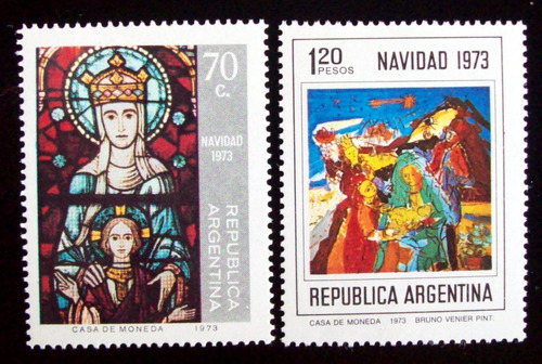 Argentina Arte, Serie Gj 1620-21 Navidad 1973 Mint L5025