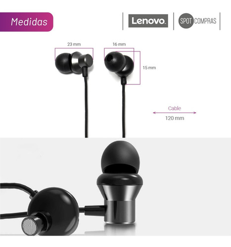 Imagen 5 de 10 de Auricular In-ear Con Cable Lenovo Hf130