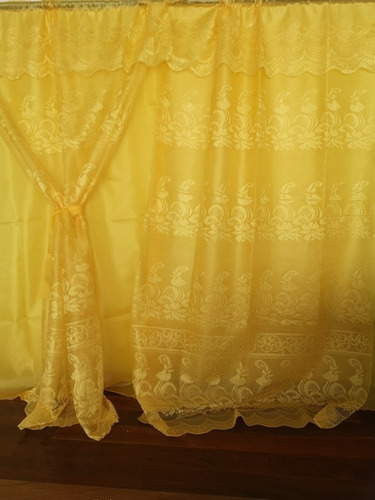 Cortinas Encaje Doble Hoja 2m Alto X2.50m Ancho Color Amarillo