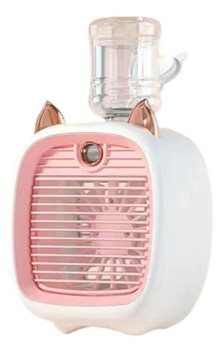 Mini Ventilador Recarregável Gato Refrigerador De Ar De Mesa Cor Rosa