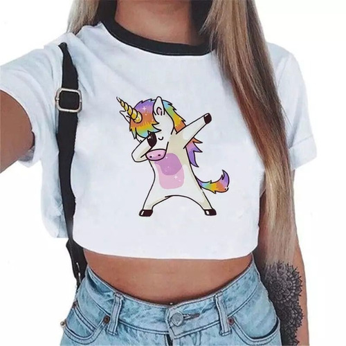 Polera Unicornio Top Estampado Kawaii Camiseta Verano