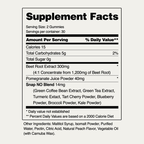 Snap Supplements Nitric Oxide Beet Gummies 60ct Sfn