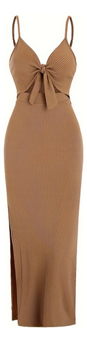 Vestido Vintage De Encaje Con Lazo De Color Liso Para Mujer