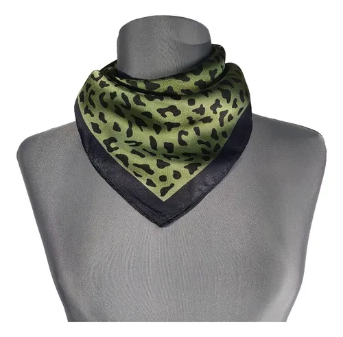 Mascada Ejecutiva Pañuelo Pashmina Mujer Seda Pañoleta 70x70 Color Verde Musgo
