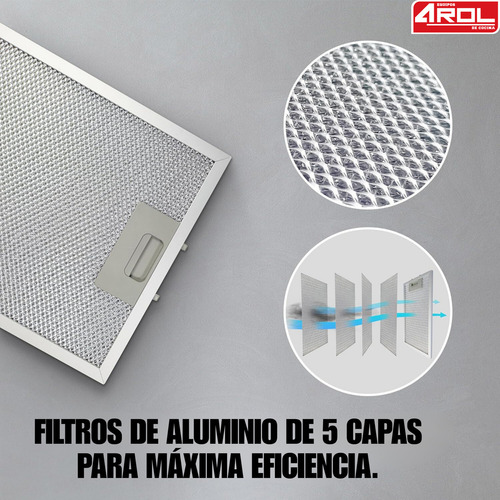Combo Parrilla Y Campana 90 Cm 5 Quemadores Vidrio Arol Color Bitono