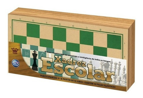 Imagem 2 de 4 de Xadrez Em Madeira Escolar Estimula Criatividade E Raciocínio