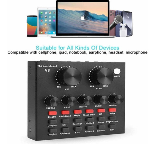 Imagen 4 de 6 de Tarjeta De Sonido (interfaz De Sonido) V8 Mezclador