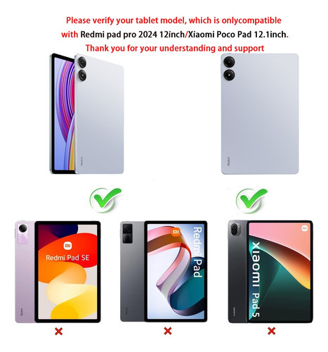 Funda Con Teclado, Mouse Y Lápiz P/xiaomi Redmi Pad Pro 12.1