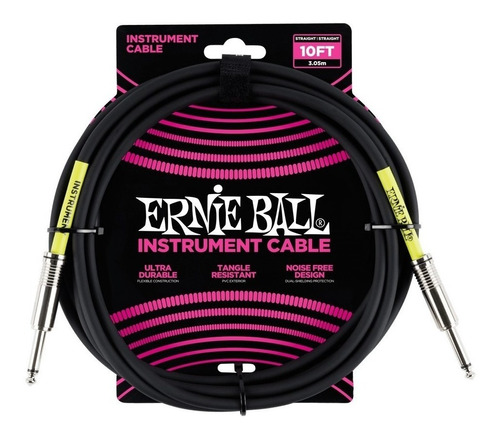 Cable Guitarra / Bajo Ernie Ball 3 Metros Negro