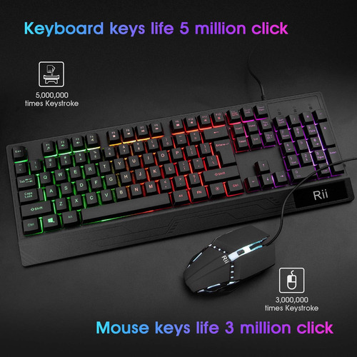 Combo De Teclado Y Ratón Para Juegos Rii Rk400 Rgb, Mech Con