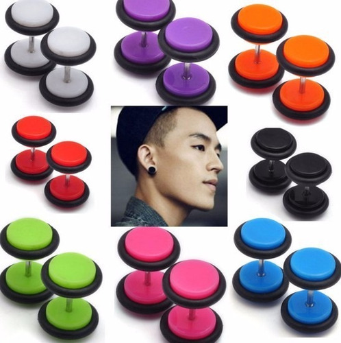 Aros De Colores 1 Par Falsos Expansores Piercing Unisex Se Agotan!