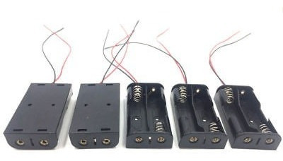 5pcs Batería Titular De La Caja W/wire 2 X 3v Nave De Aa En 