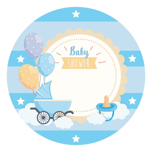 Pendon Circular Baby Shower Azul 120x120cm.