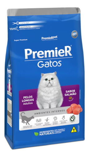 Premier Pelo Longo Gatos Adultos Salmão 1,5 Kg