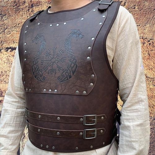 De Pecho Ajustable Medieval Chaleco De Cuero Pu