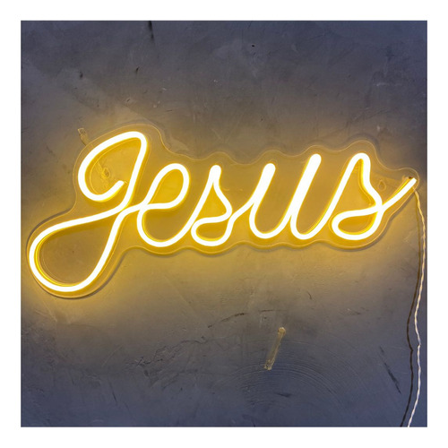 Luminoso Acrílico Led Neon Jesus Cor Letreiro Jesus Led Branco quente