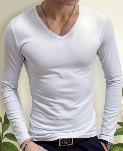 Polos En Cuello V En Manga Larga Para Hombre