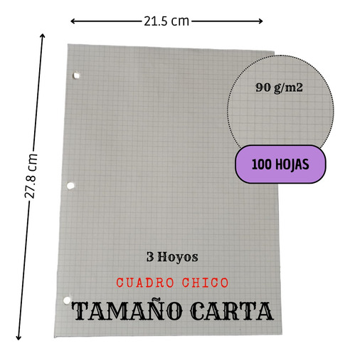 100 Repuestos Cuadro Chico Carpeta 3 Argollas Tamaño Carta