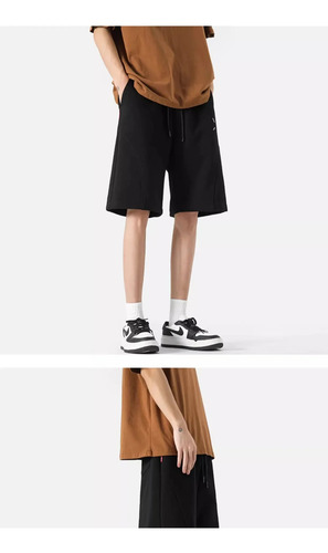 Pantalones Cortos Deportivos Bordados Con Cordón Y Pernera A