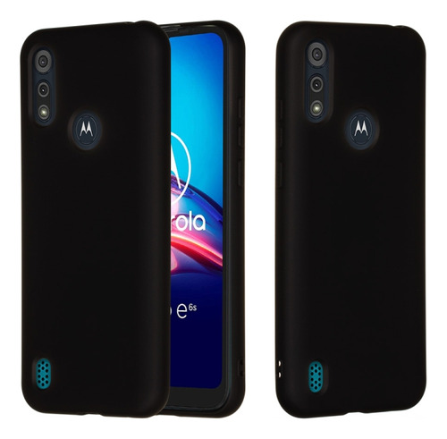 Funda De Silicona Líquida Negra Para Motorola Moto E6s (2020