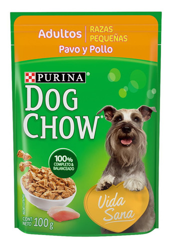 Sobre Dog Chow Adulto Raza Pequeña Pavo Y Pollo Pol 100 Grs