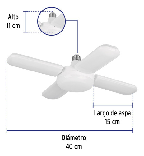 8 Lámparas Led 40w Flor Ventilador 4 Aspas Ajustable Volteck
