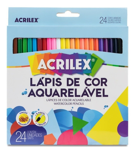 Lapis De Cor Aquarelavel 24 Cores + Pincel Acrilex