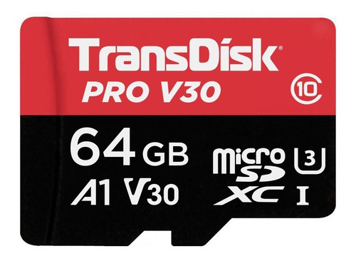 Memoria Micro Sdxc 64gb Transdisk Pro V30 U3 A1 4k 100mb/s