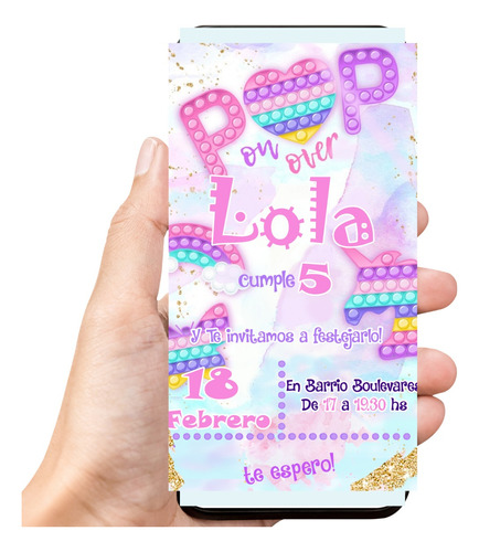 Invitacion Tarjeta Digital Whatsaap Pop It Color Pastel