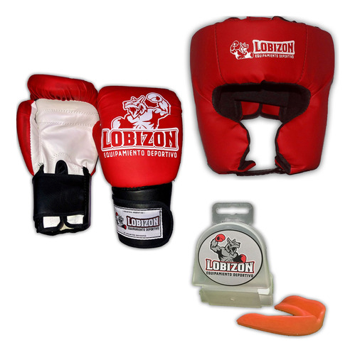 Combo Guantes Cabezal Bucal Sparring Boxeo Entrenamiento Kit